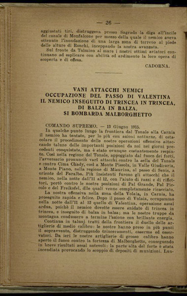 Il diario della nostra guerra : bollettini ufficiali dell'esercito e della marina